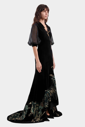 Customize : Black Riverscape Embroidered Gown