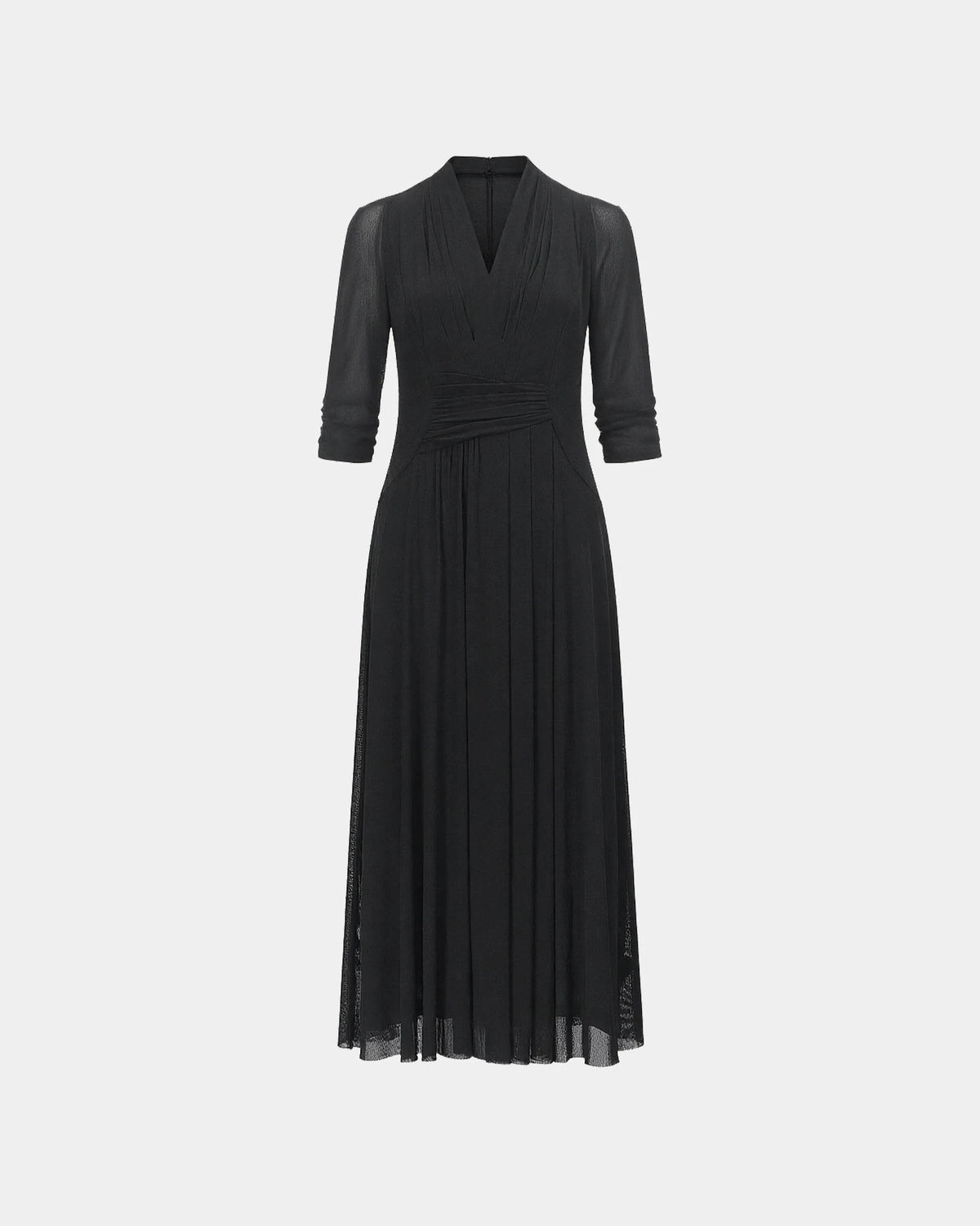 Floral-Brooch Mesh Dress