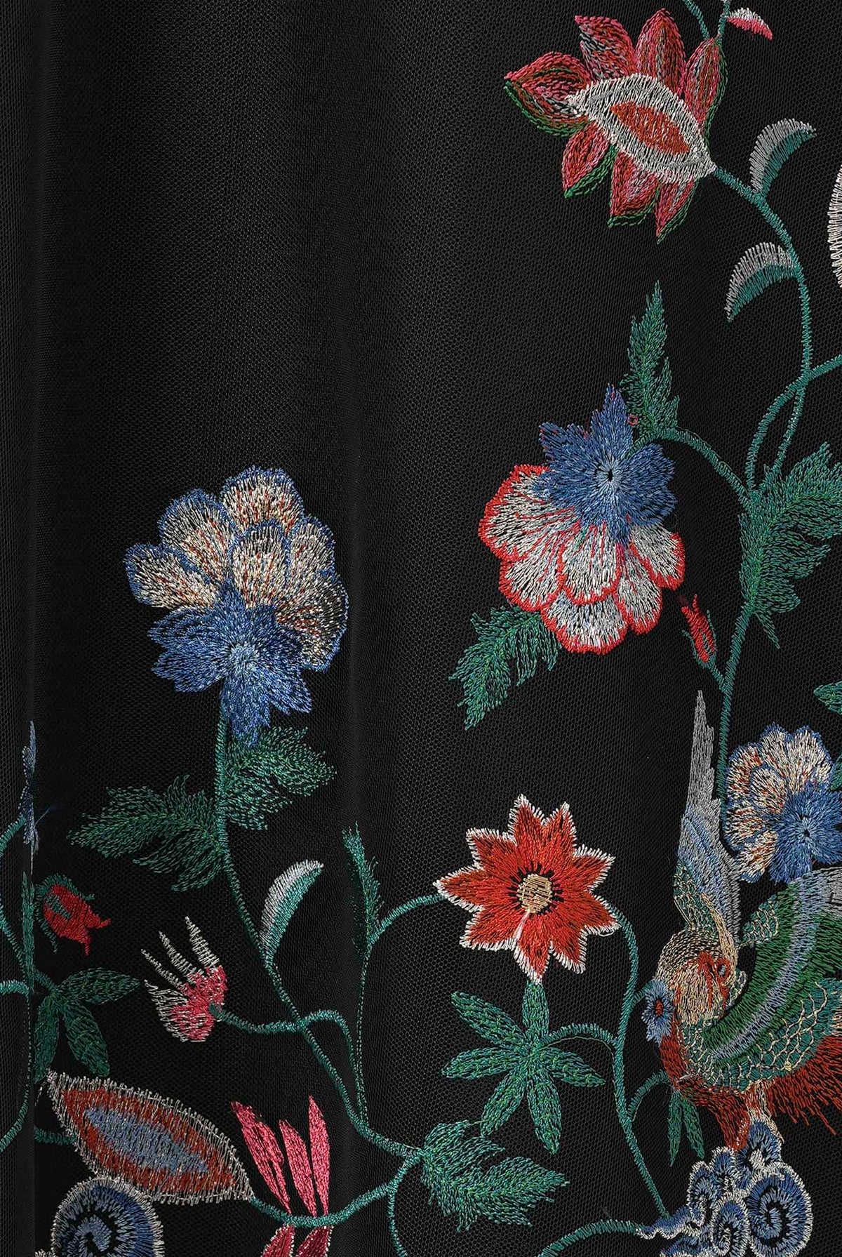 Phoenix Embroidered Midi Skirt with Lace Trim - Sussiland