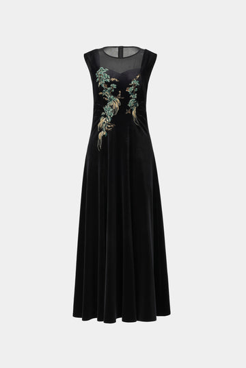 Riverscape Embroidered Cinched-Waist Dress - Sussiland