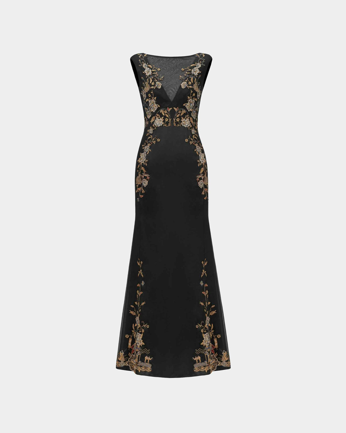 Embroidered High-Waist Gown