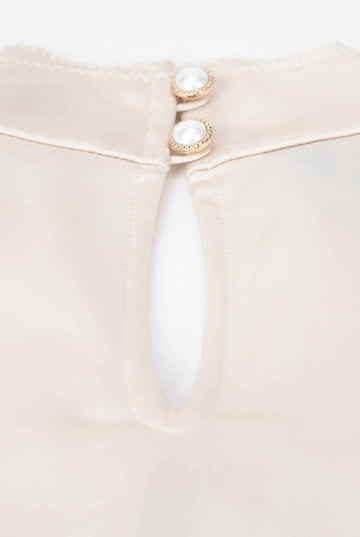 Sculpted Collar Long-Sleeve Blouse