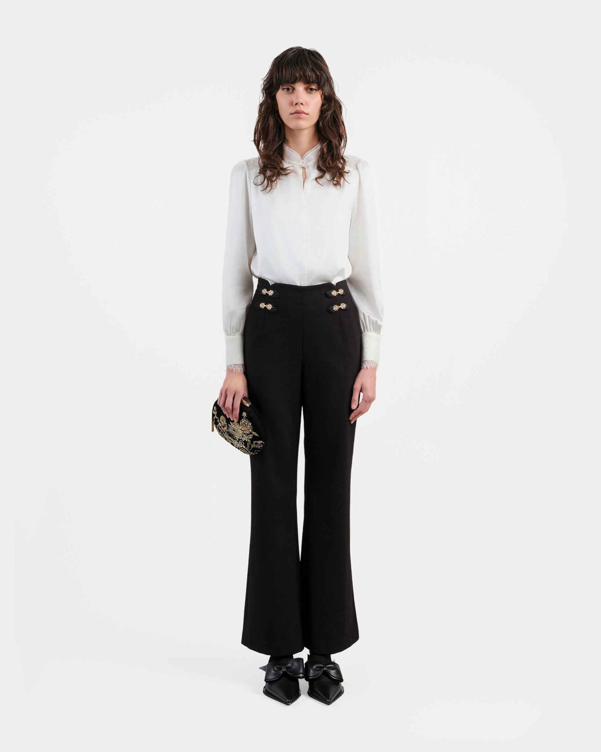 Black Wide-Leg Cropped Trousers