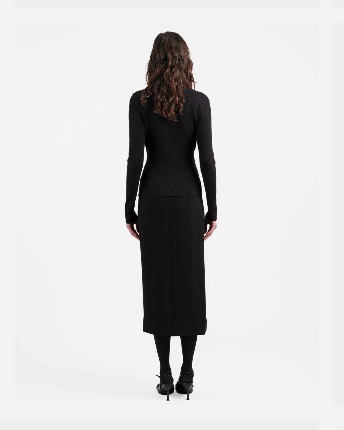 Black Tailored Pencil Skirt