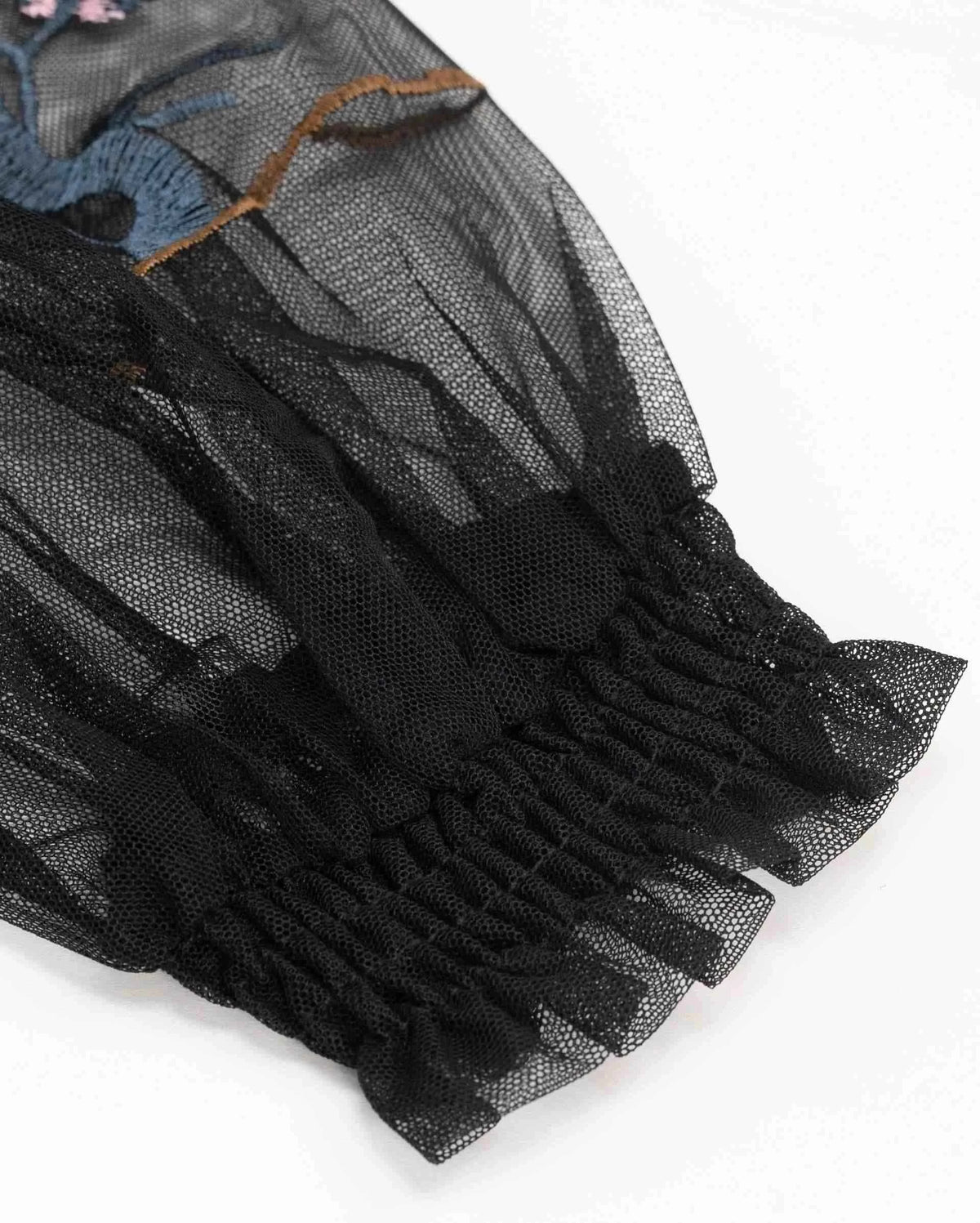 Bird-and-Flower Sheer Overlay Dress