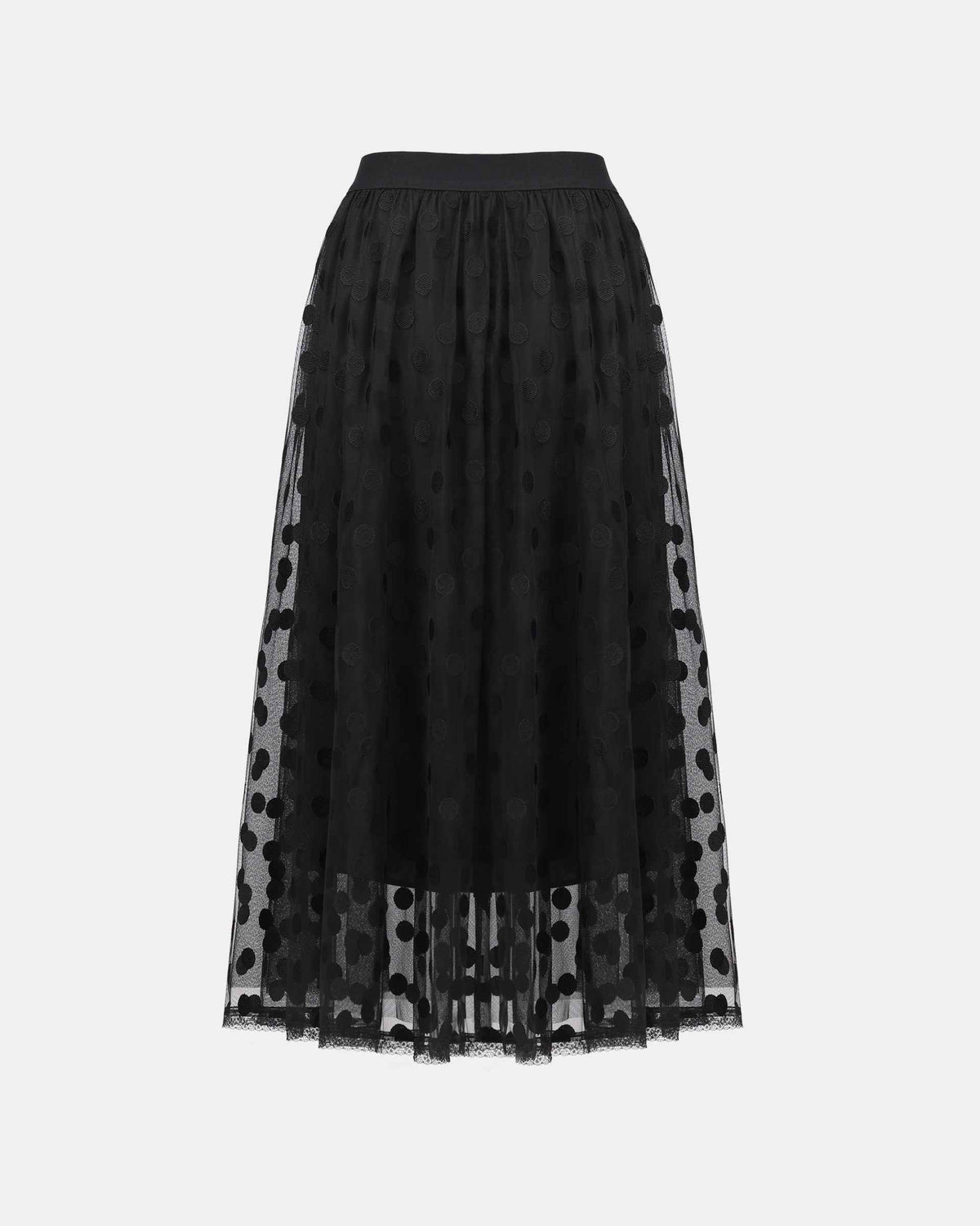 Vintage Polka Dot Rhinestone-Embellished Midi Skirt