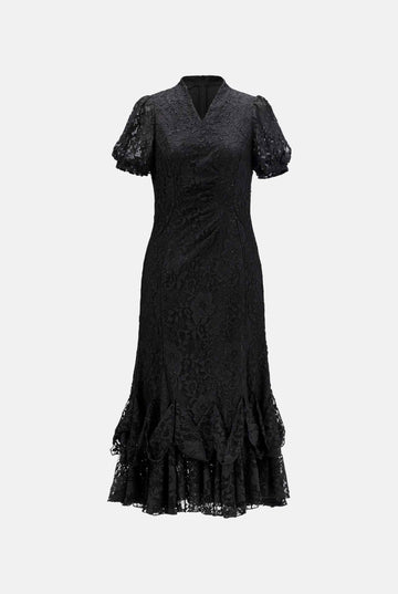 Elegant Lace Dress with Cinched Waist