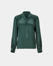 Emerald Silk-Twill Blouse