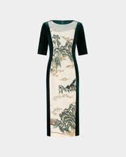 Riverscape Embroidered Sheath Dress