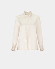 Sculpted Collar Long-Sleeve Blouse