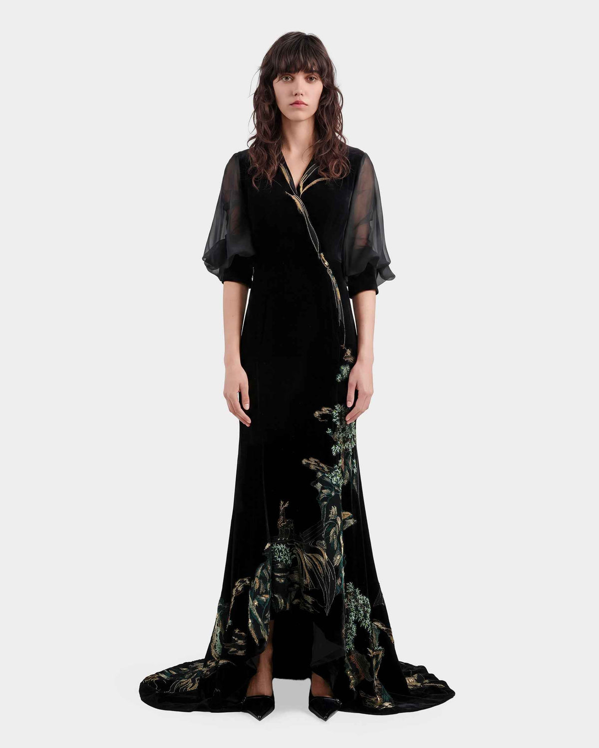 Customize : Black Riverscape Embroidered Gown
