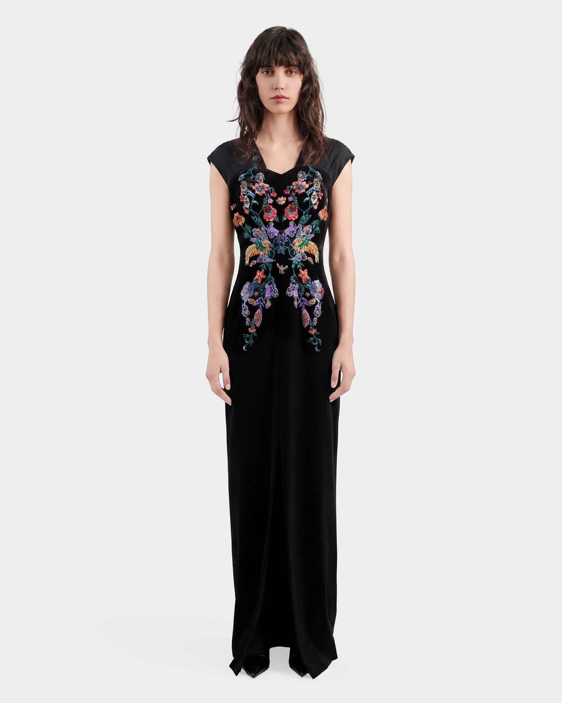 Customize : Phoenix Embroidered Gown with Pleated Shoulders