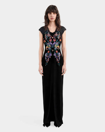 Customize : Phoenix Embroidered Gown with Pleated Shoulders