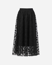 Vintage Polka Dot Rhinestone-Embellished Midi Skirt